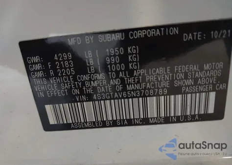 2022 Subaru Impreza Premium 5-Door z USA, uszkodzony, nr VIN 4S3GTAV65N3708789